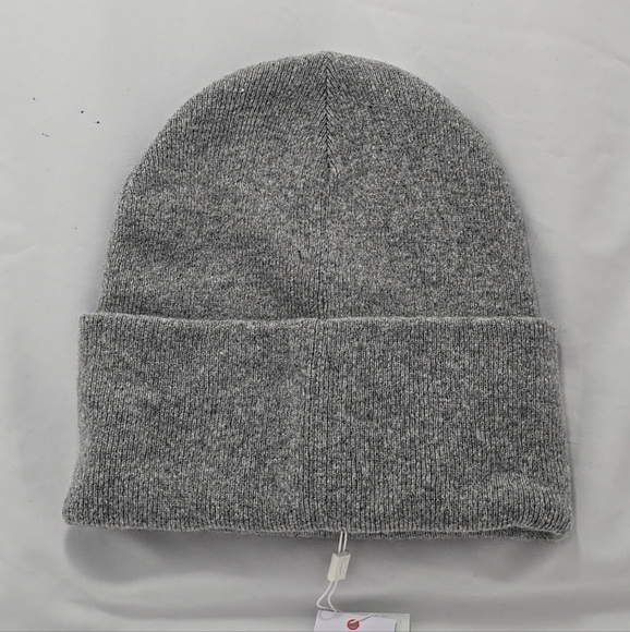 NWT Lacoste Unisex Ribbed 68% Wool Grey Beanie Hat One Size